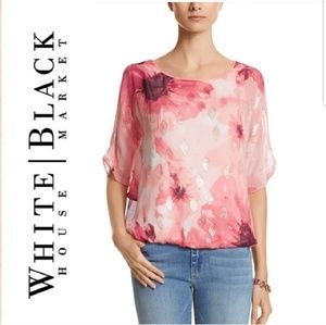 NWT WHBM Silk Floral Watercolor Blouse